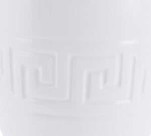 8.5" x 8.5" x 15.7" White & Silver, Ceramic, Medium