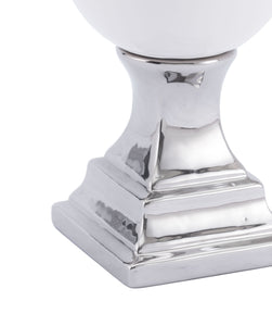 8.5" x 8.5" x 15.7" White & Silver, Ceramic, Medium