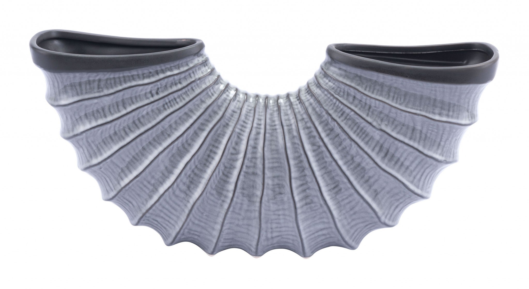 16.5" x 3.5" x 7.5" Gray, Ceramic, Large Bowl