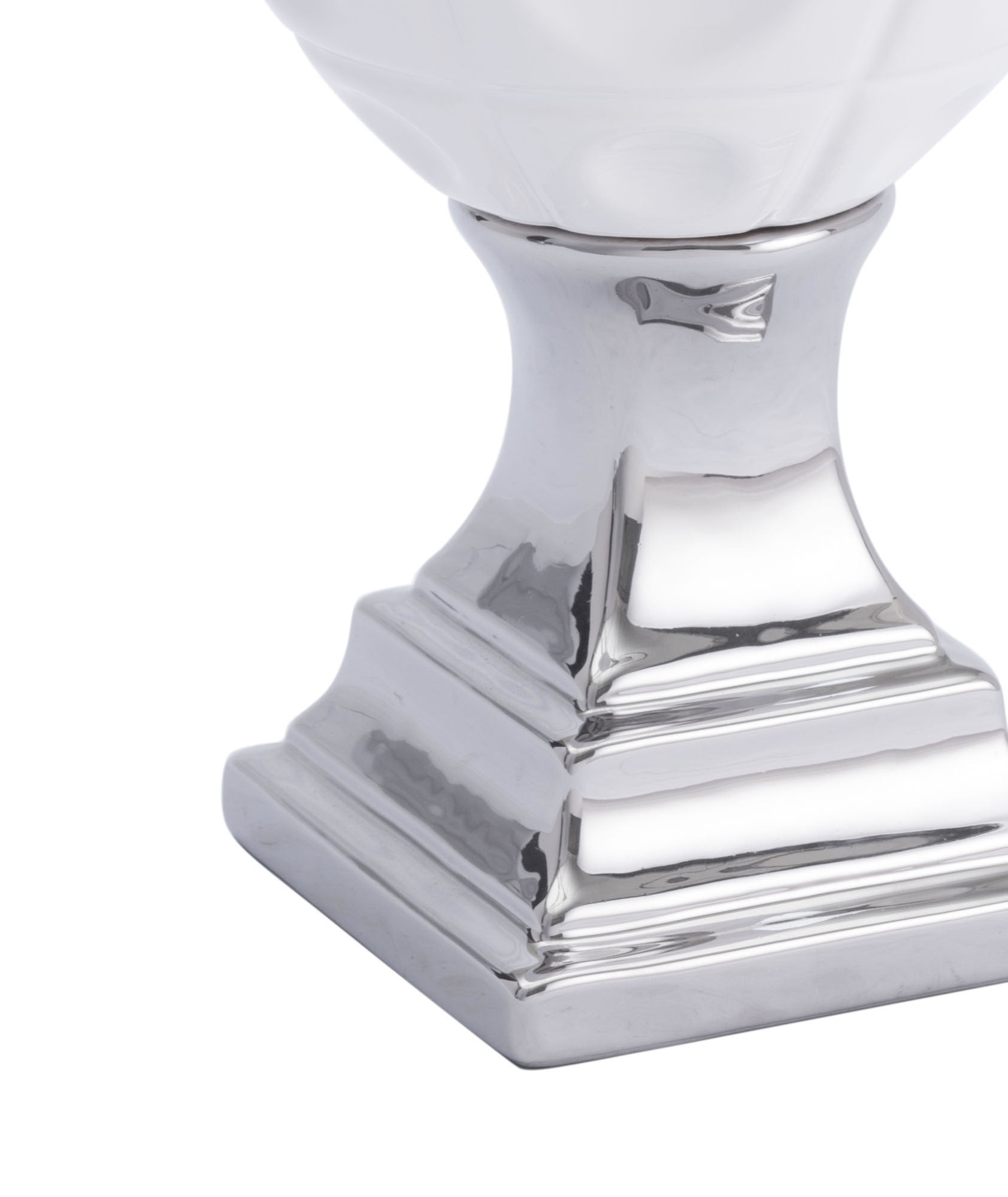 10.4" x 10.4" x 25.6" White & Silver, Ceramic, Large Jar