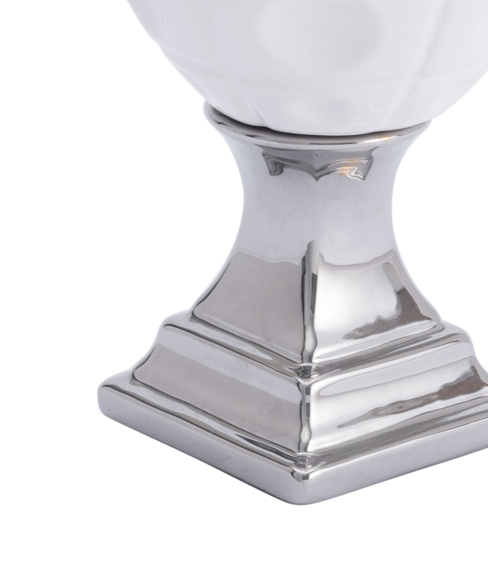 7.5" x 7.5" x 21.1" White & Silver, Ceramic, Medium Jar