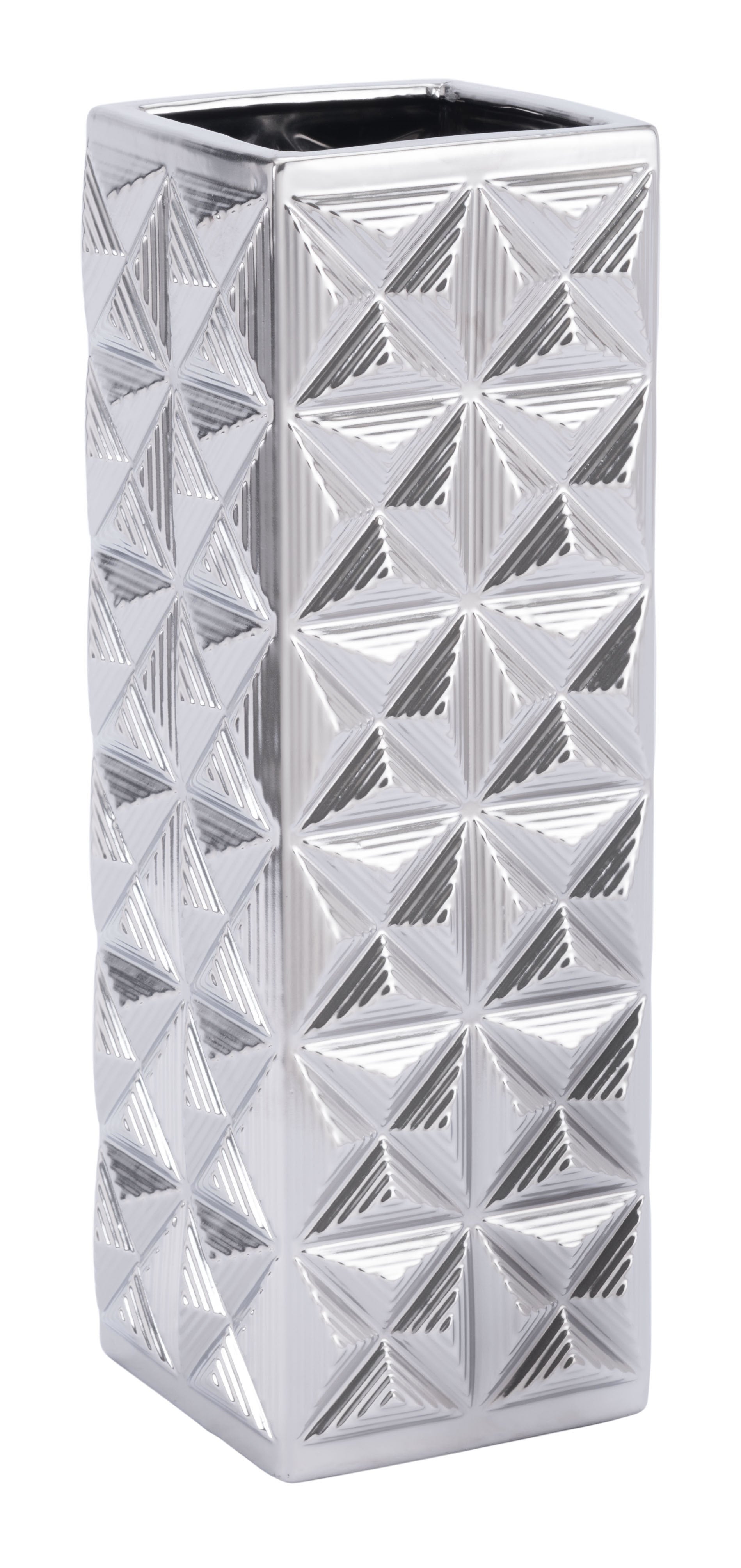 6.3" x 6.3" x 16.9" Silver, Ceramic, Large Vase