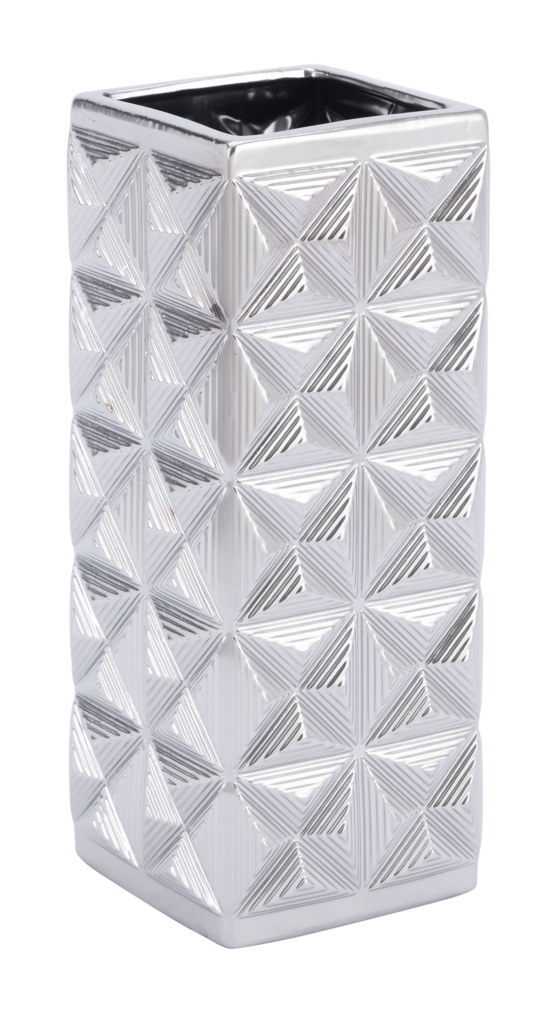 5.5" x 5.5" x 13" Silver, Ceramic, Medium Vase