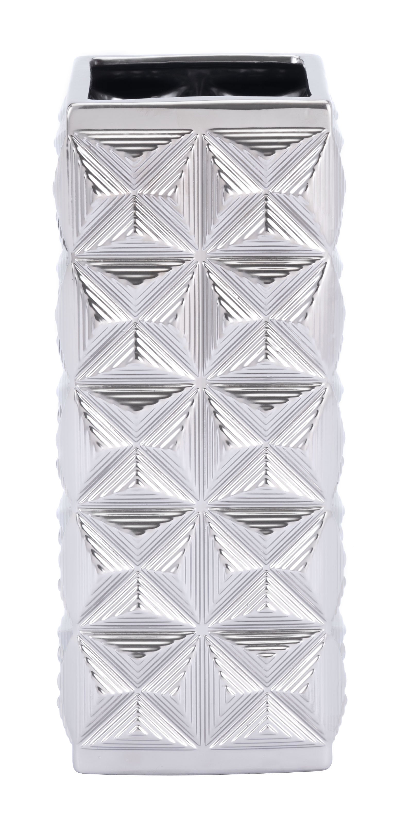 5.5" x 5.5" x 13" Silver, Ceramic, Medium Vase