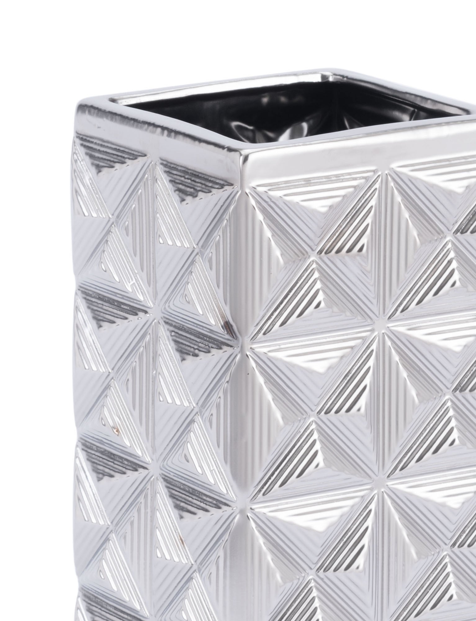 5.5" x 5.5" x 13" Silver, Ceramic, Medium Vase