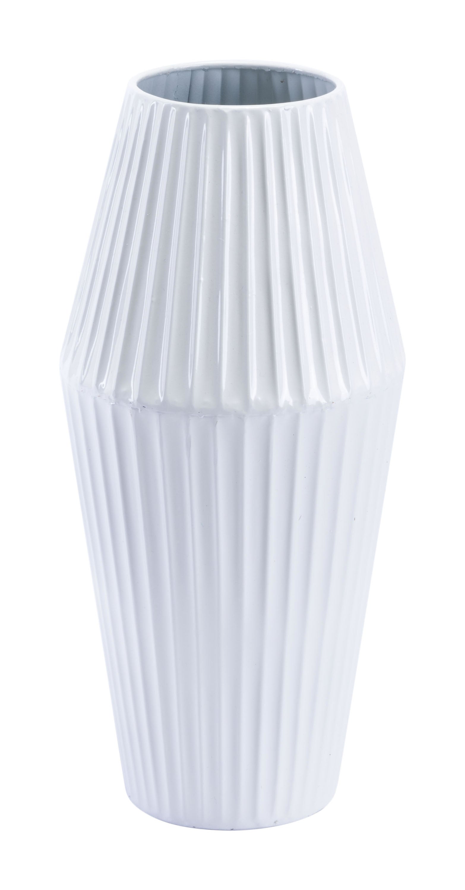 6.5" x 6.5" x 13.6" White, Steel, Small Vase