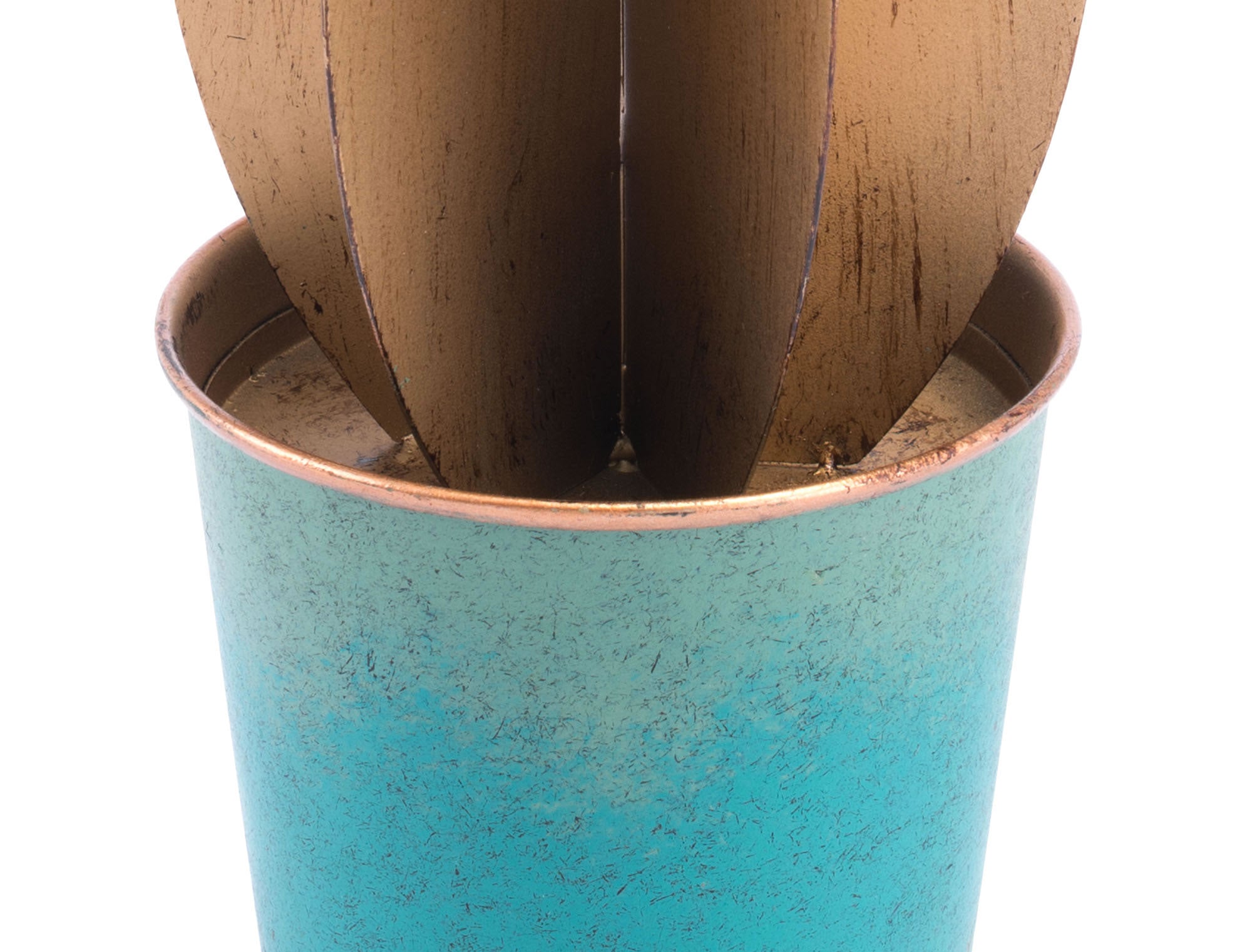 4.1" x 4.1" x 9.8" Blue & Gold, Steel, Cactus Large