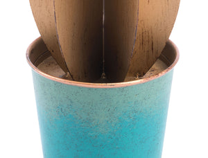 4.1" x 4.1" x 9.8" Blue & Gold, Steel, Cactus Large