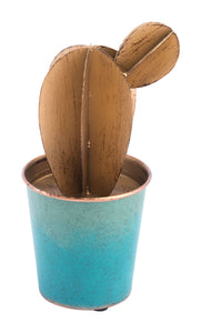 5.1" x 3.9" x 9.4" Blue & Gold, Steel, Cactus Medium