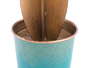 5.1" x 3.9" x 9.4" Blue & Gold, Steel, Cactus Medium