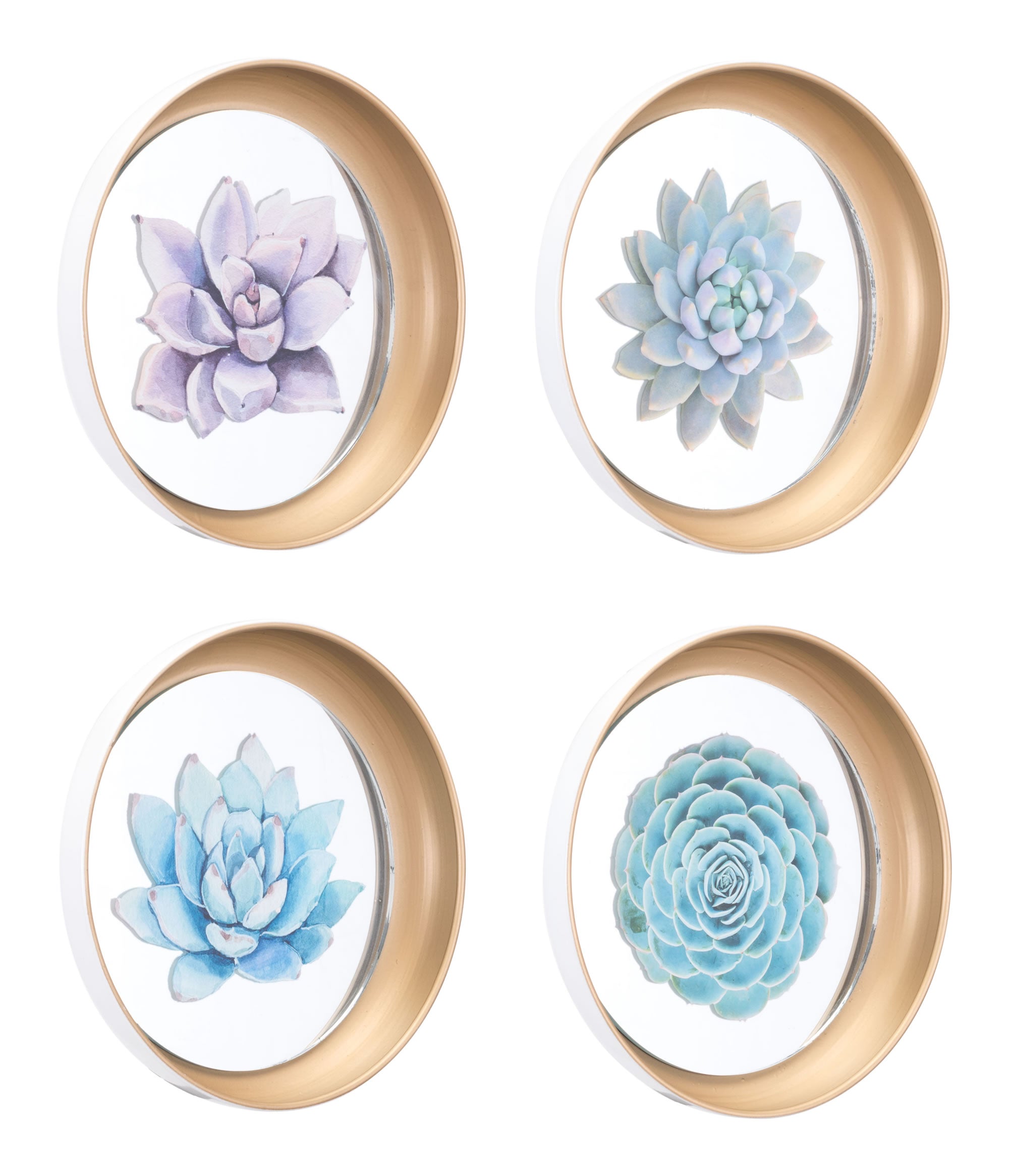 9.8" x 2" x 9.8" Multicolor, Steel & Glass, Plates - Set of 4