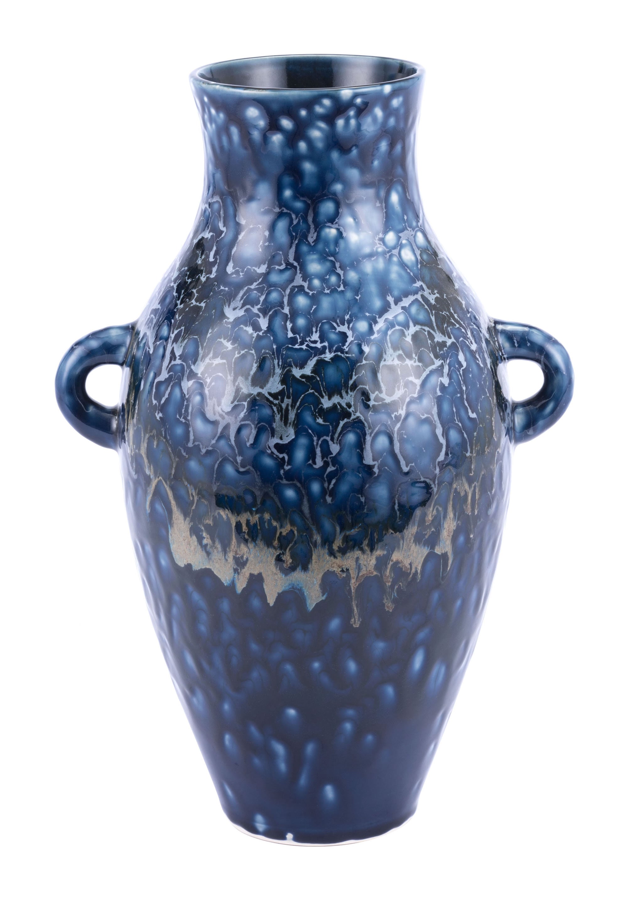 12" x 9.3" x 17.7" Blue Ceramic Large Bottle