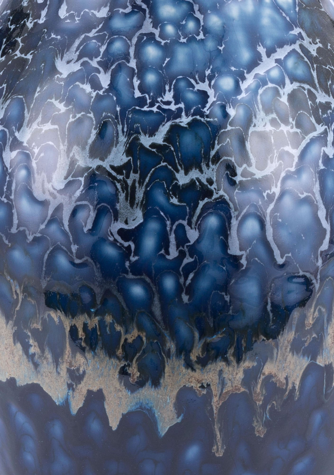 12" x 9.3" x 17.7" Blue Ceramic Large Bottle