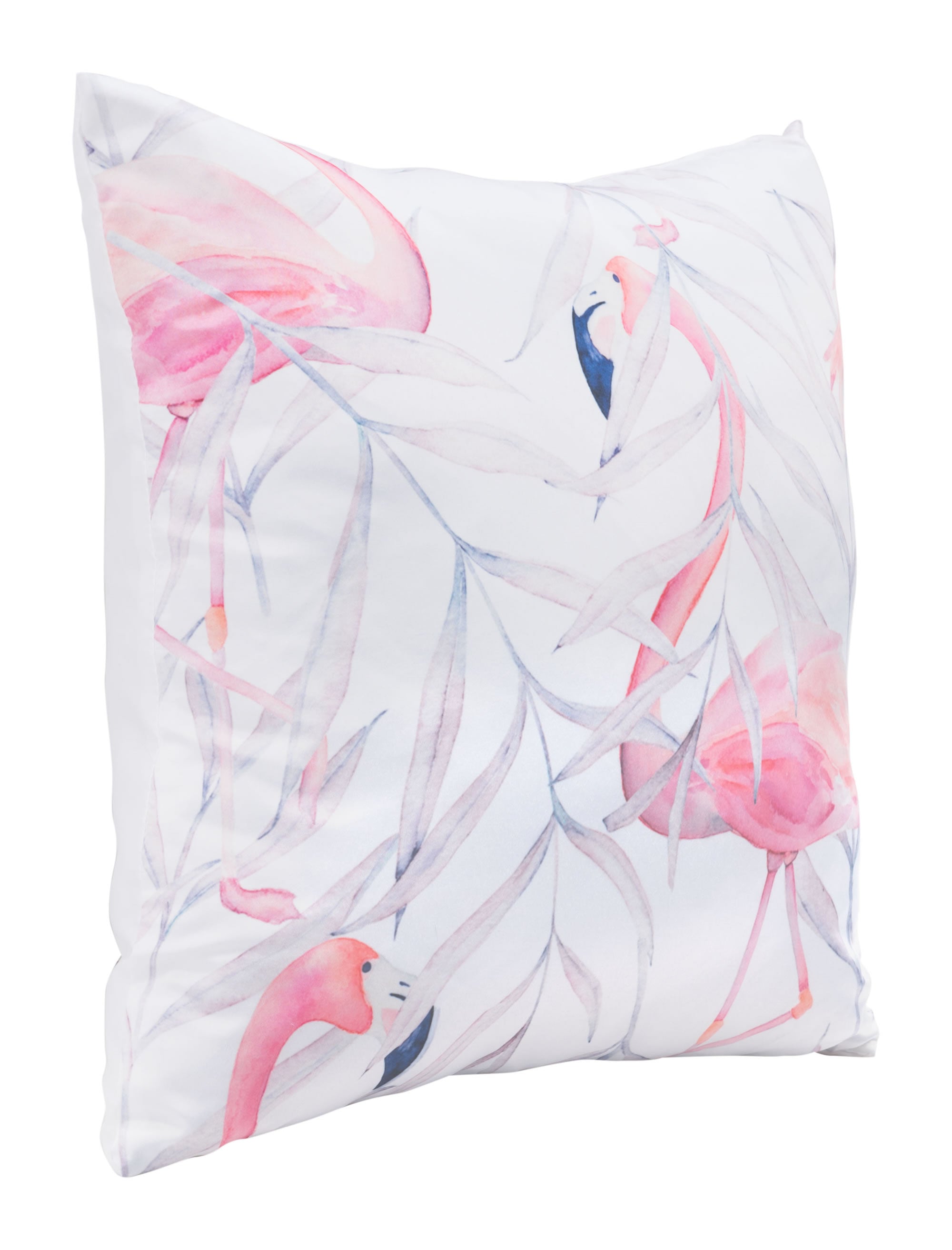 17.7" x 17.7" x 5.1" Multicolor, Satin, Foam, Flamingo Pillow