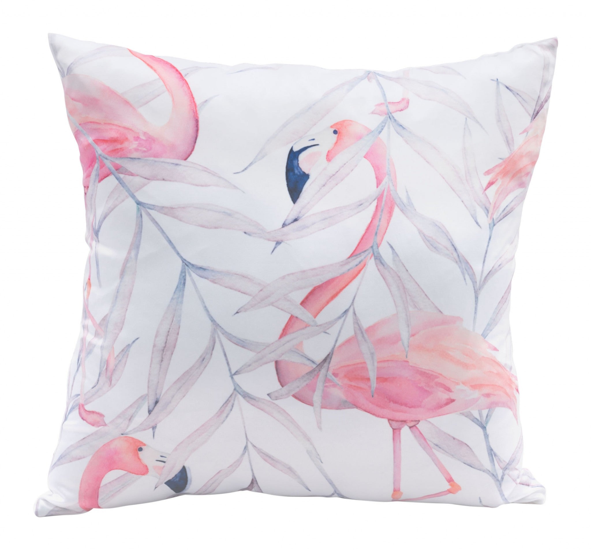 17.7" x 17.7" x 5.1" Multicolor, Satin, Foam, Flamingo Pillow