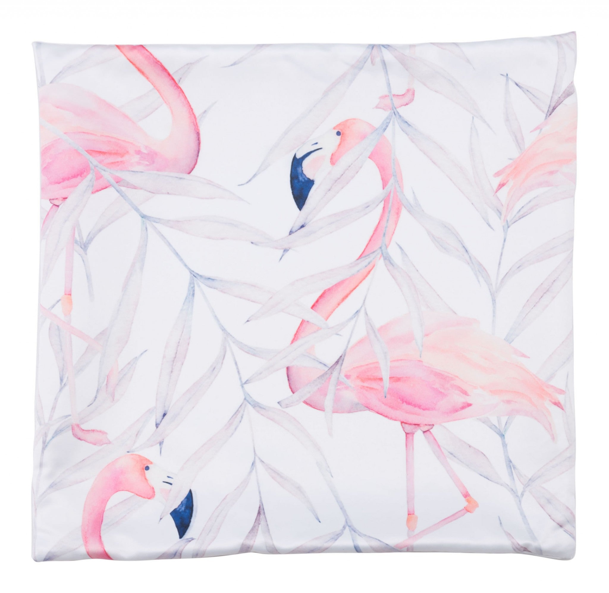 17.7" x 17.7" x 5.1" Multicolor, Satin, Foam, Flamingo Pillow