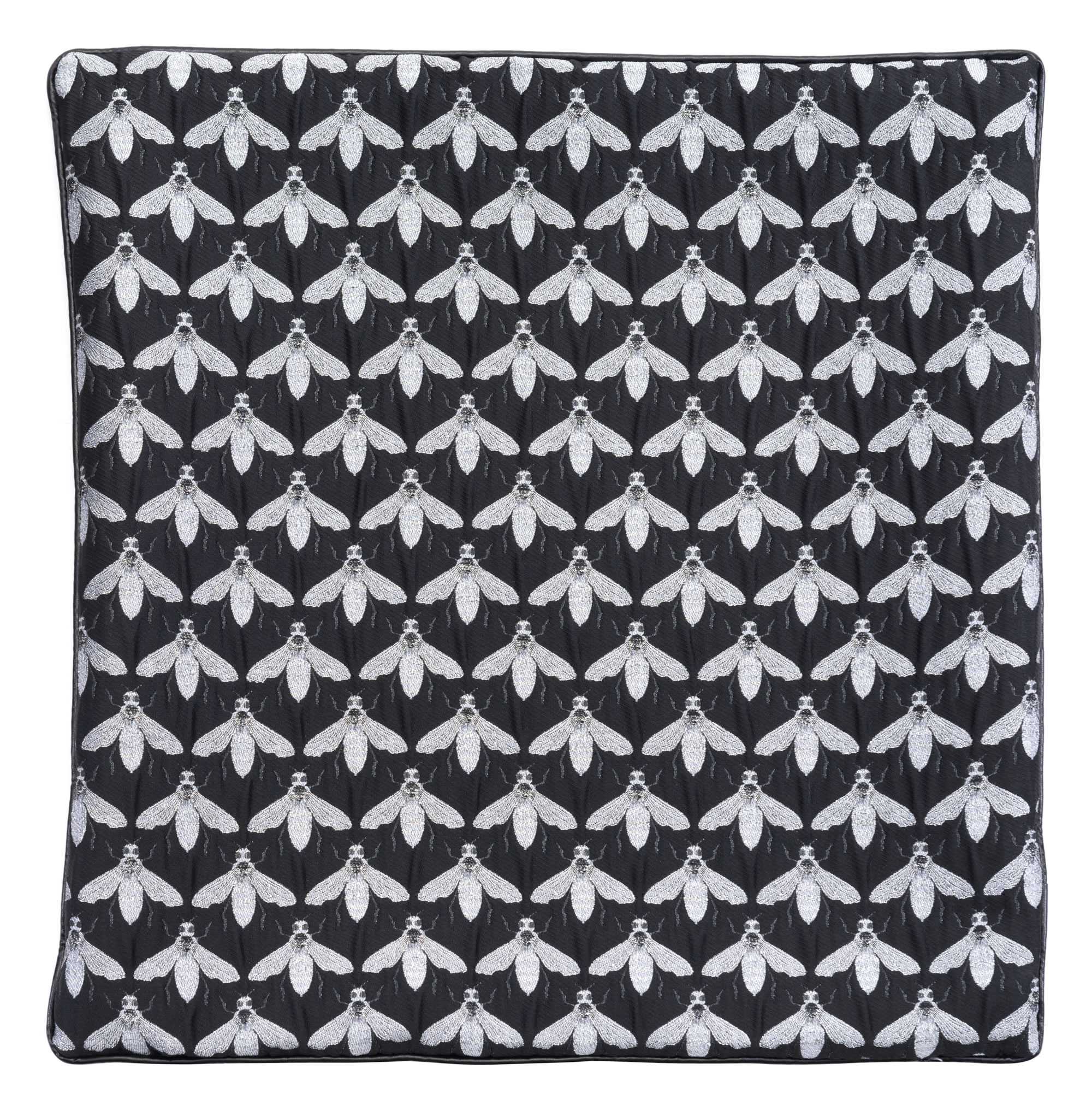 16.9" x 16.9" x 5.1" Black, Foam, Bees At Night Pillow