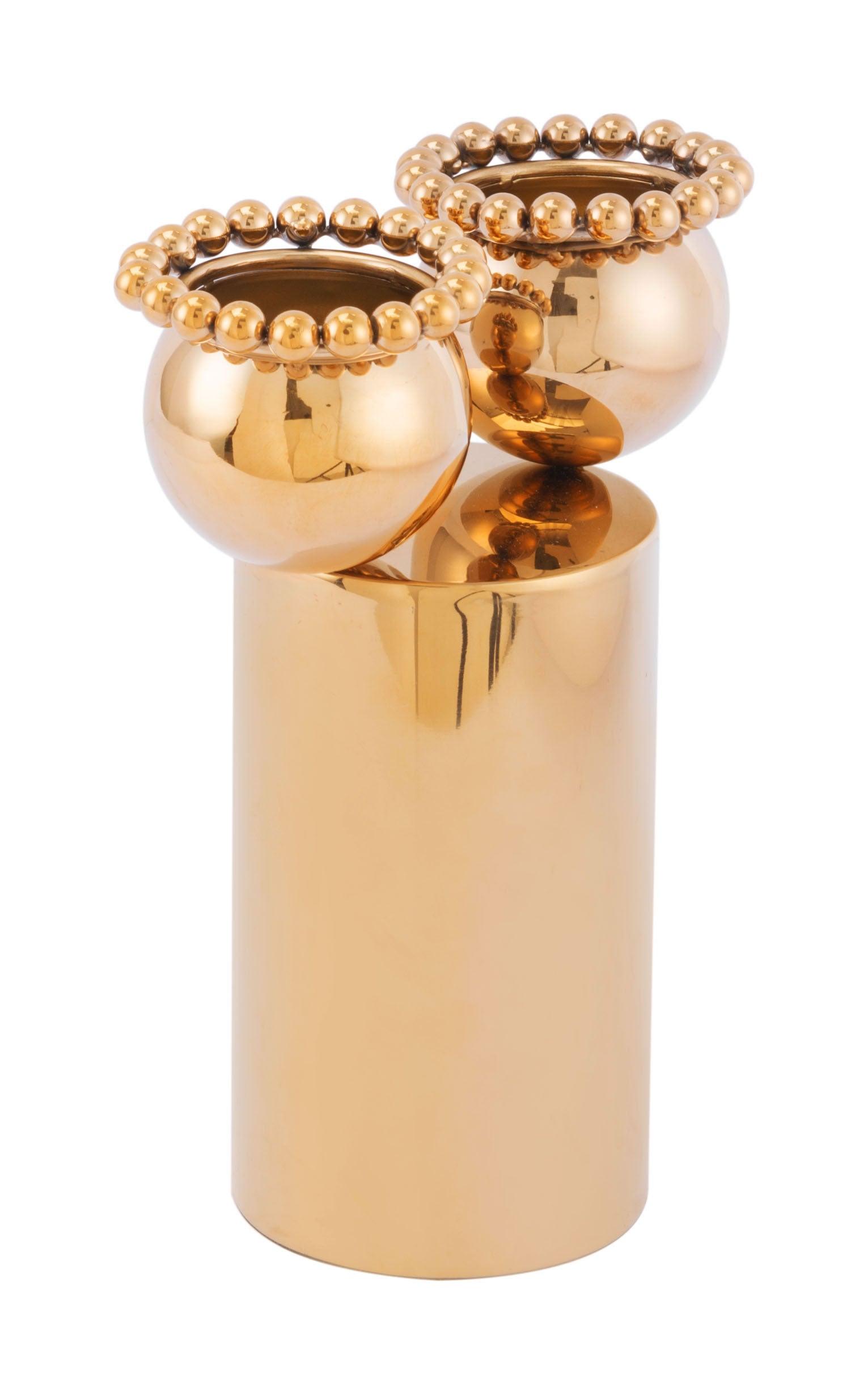 7.3" x 10" x 3.9" Gold, Stainless Steel, Small Vase