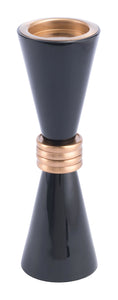 3.1" x 3.1" x 10.2" Black & Gold, MDF & Iron, Candle Holder