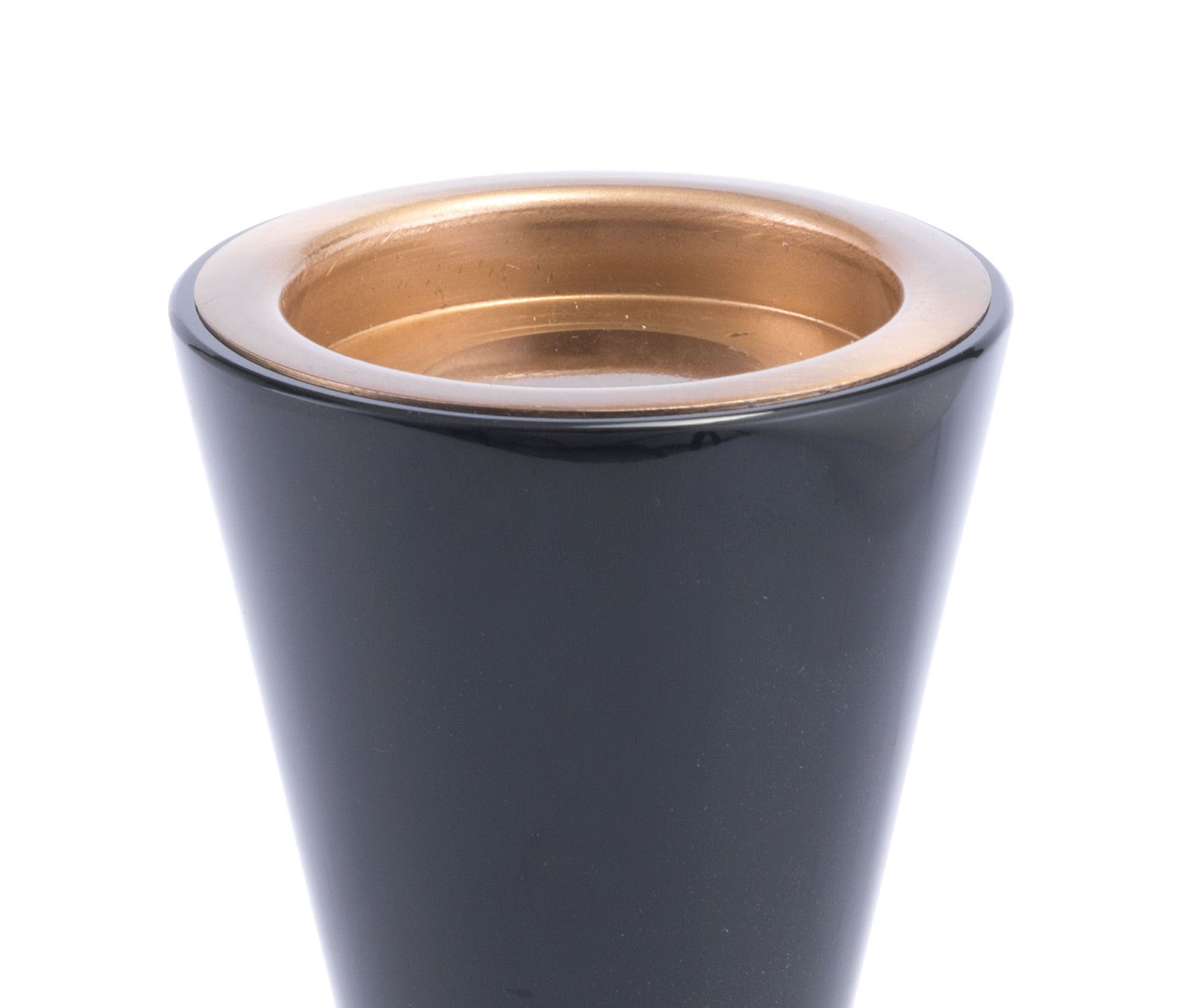 3.1" x 3.1" x 10.2" Black & Gold, MDF & Iron, Candle Holder