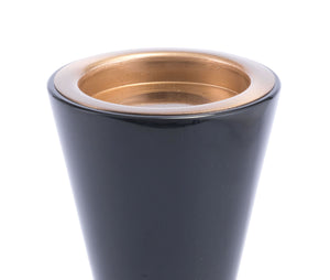 3.1" x 3.1" x 10.2" Black & Gold, MDF & Iron, Candle Holder