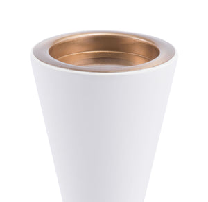 3.1" x 3.1" x 10.2" White & Gold, MDF & Iron, Candle Holder