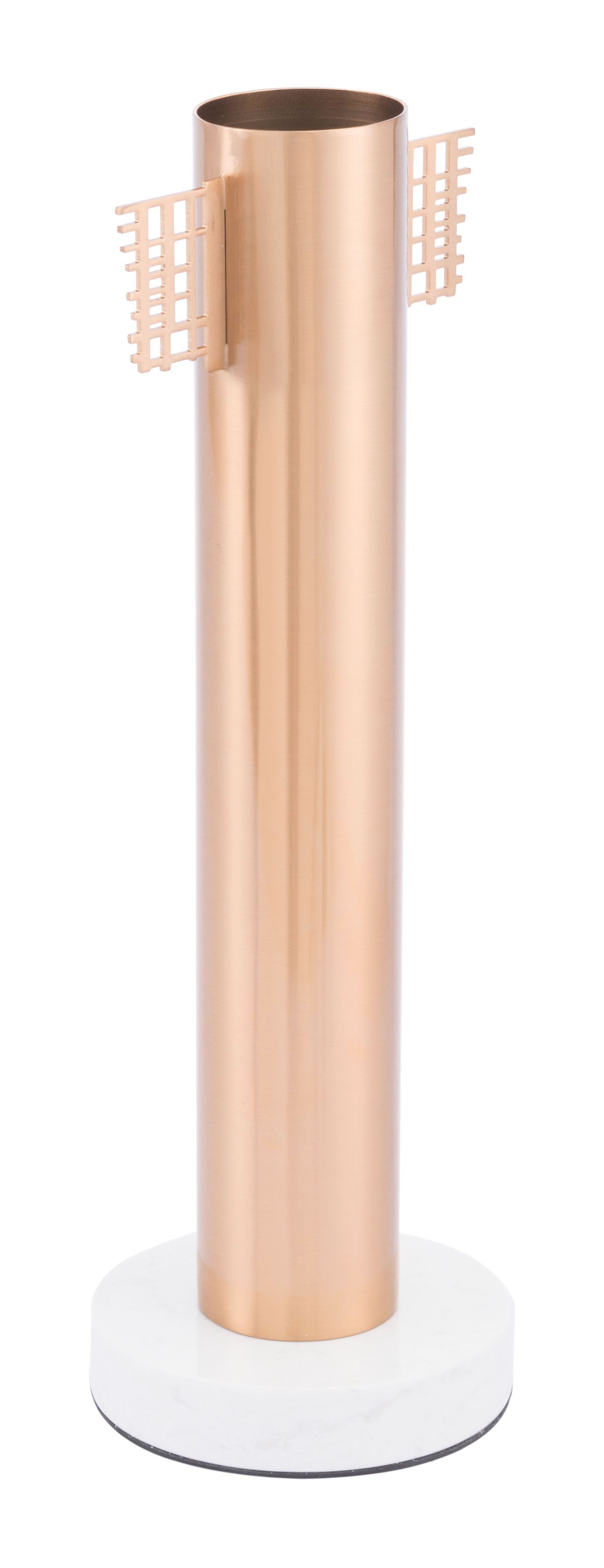 5.9" x 5.3" x 16.7" Gold, Stainless Steel, Iron & Marble, Vase