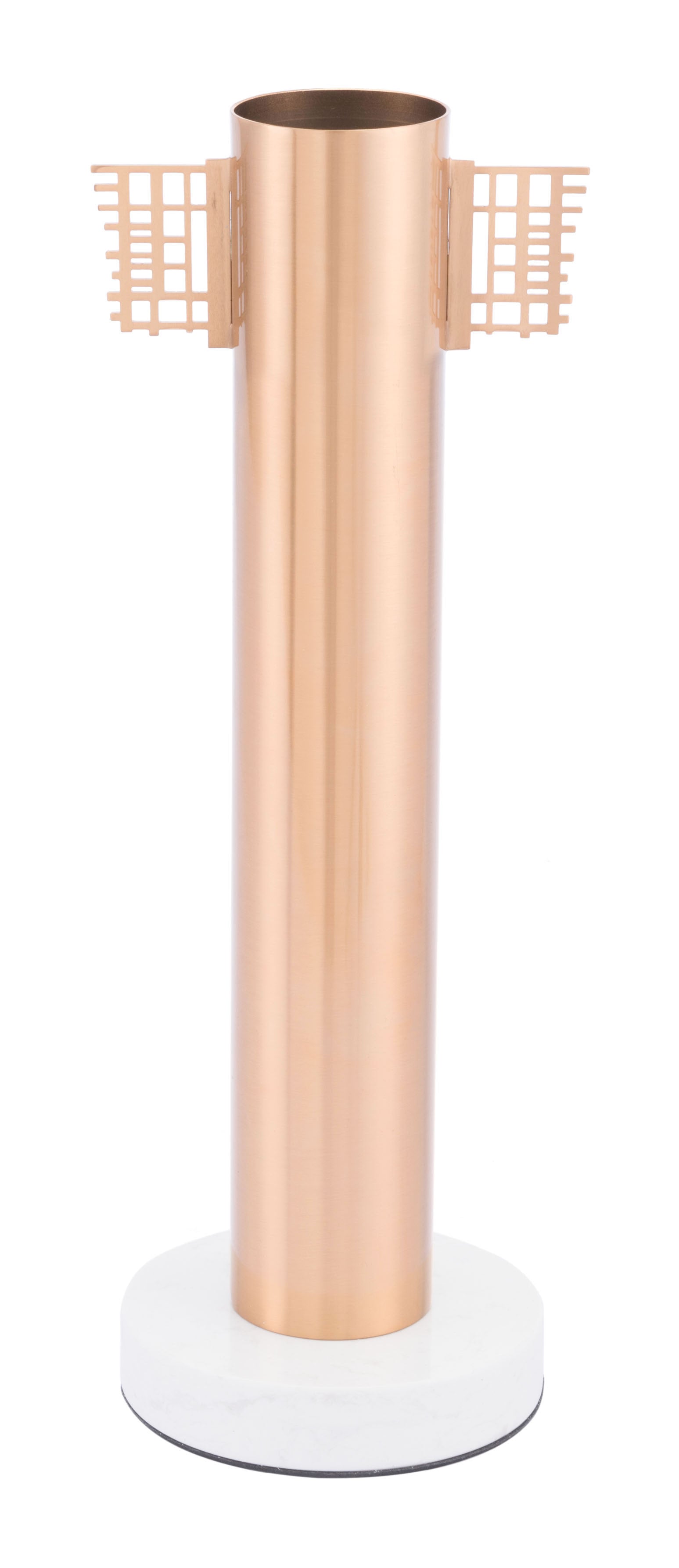 5.9" x 5.3" x 16.7" Gold, Stainless Steel, Iron & Marble, Vase