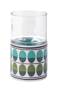 4.1" x 4.1" x 7.3" Green and Teal Ceramic and Glass Small Candle Holder
