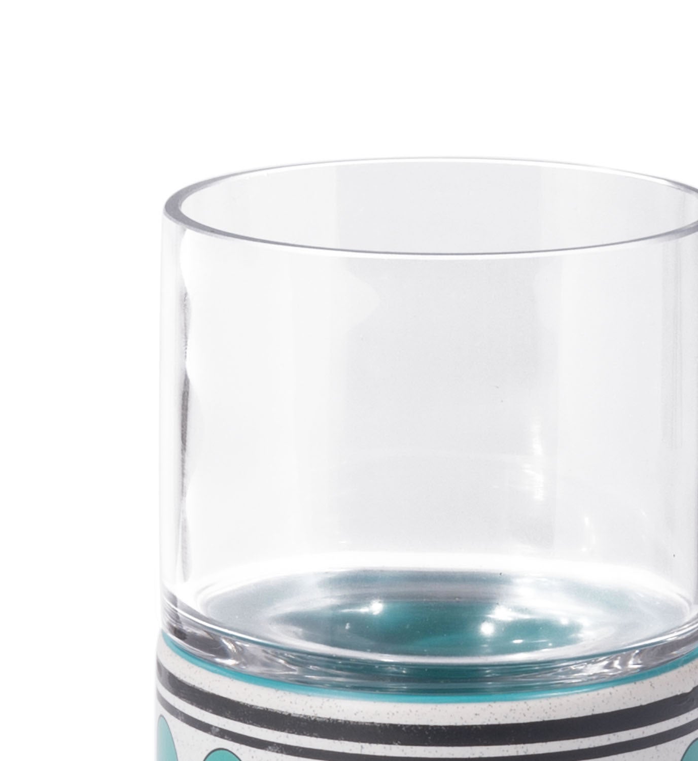 4.1" x 4.1" x 7.3" Green and Teal Ceramic and Glass Small Candle Holder