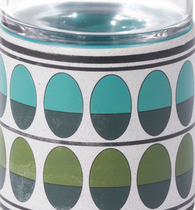 4.1" x 4.1" x 7.3" Green and Teal Ceramic and Glass Small Candle Holder