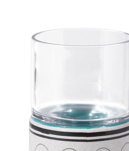 4.1" x 4.1" x 13" Green and Teal Ceramic and Glass Medium Candle Holder