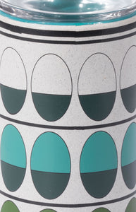 4.1" x 4.1" x 13" Green and Teal Ceramic and Glass Medium Candle Holder