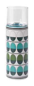 4.1" x 4.1" x 11" Green and Teal Ceramic and Glass Large Candle Holder