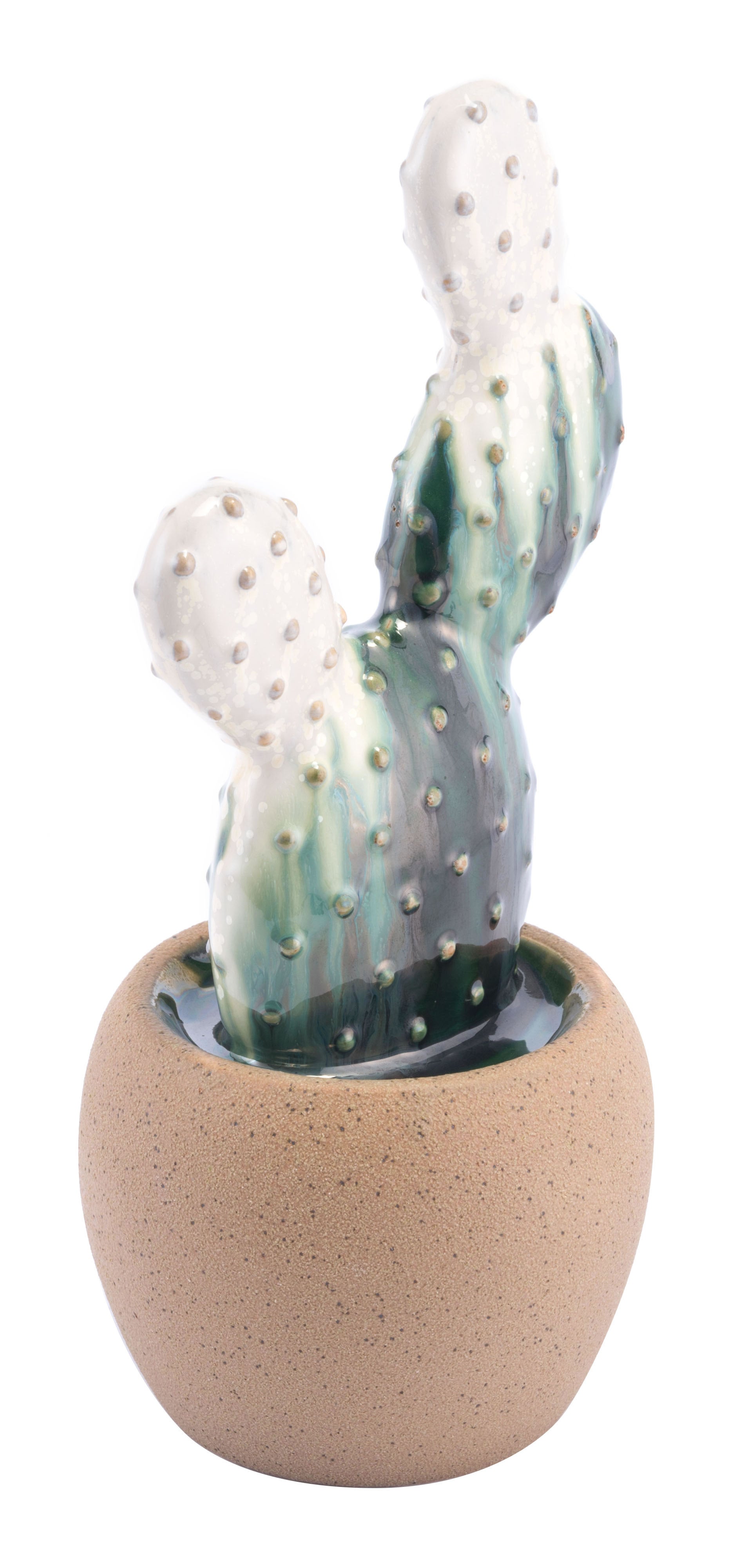 6.1" x 5.3" x 12.4" White & Green, Ceramic, Large Plant