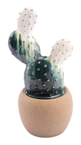 6.1" x 5.3" x 12.4" White & Green, Ceramic, Large Plant