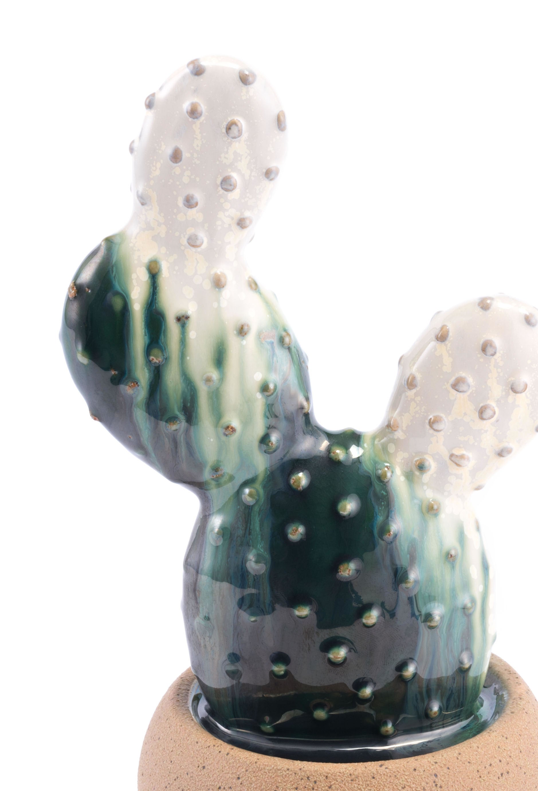 6.1" x 5.3" x 12.4" White & Green, Ceramic, Large Plant