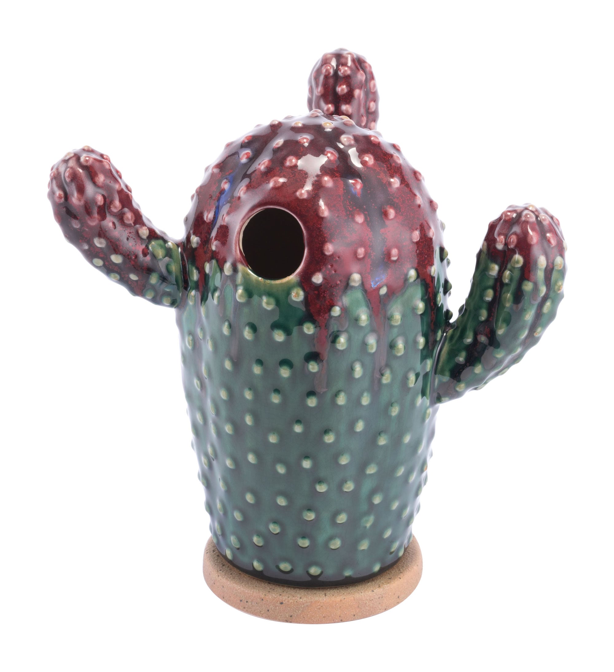 7.3" x 5.5" x 7.7" Purple & Green, Ceramic, Small Plant