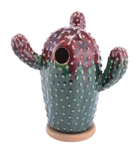 7.3" x 5.5" x 7.7" Purple & Green, Ceramic, Small Plant