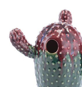 7.3" x 5.5" x 7.7" Purple & Green, Ceramic, Small Plant