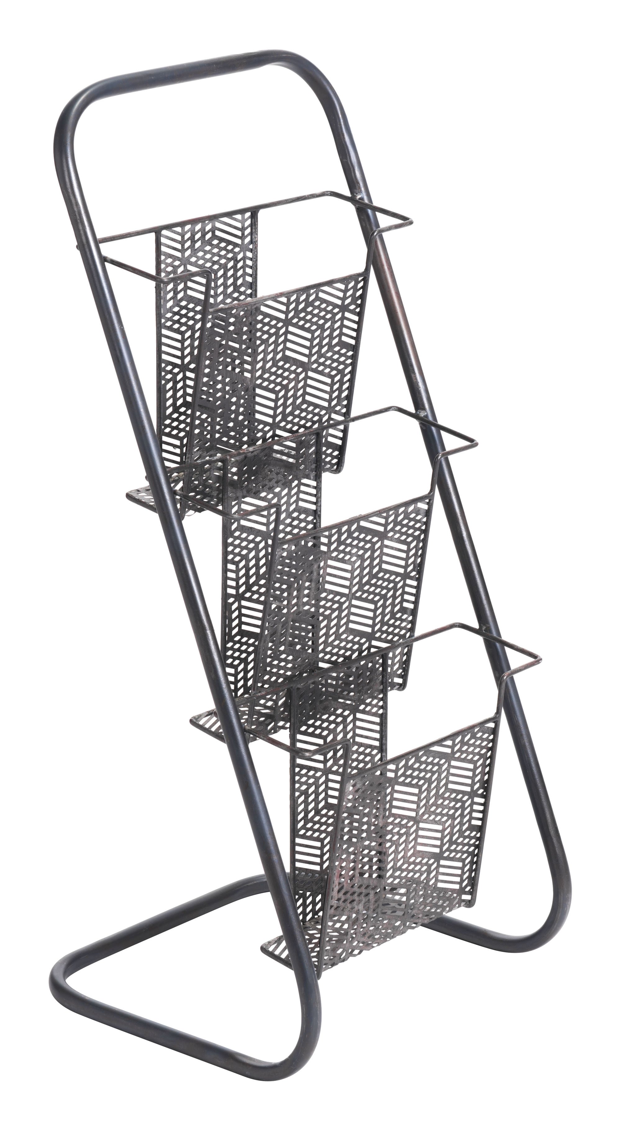 13.6" x 12.2" x 30.7" Black, Steel, Magazine Rack