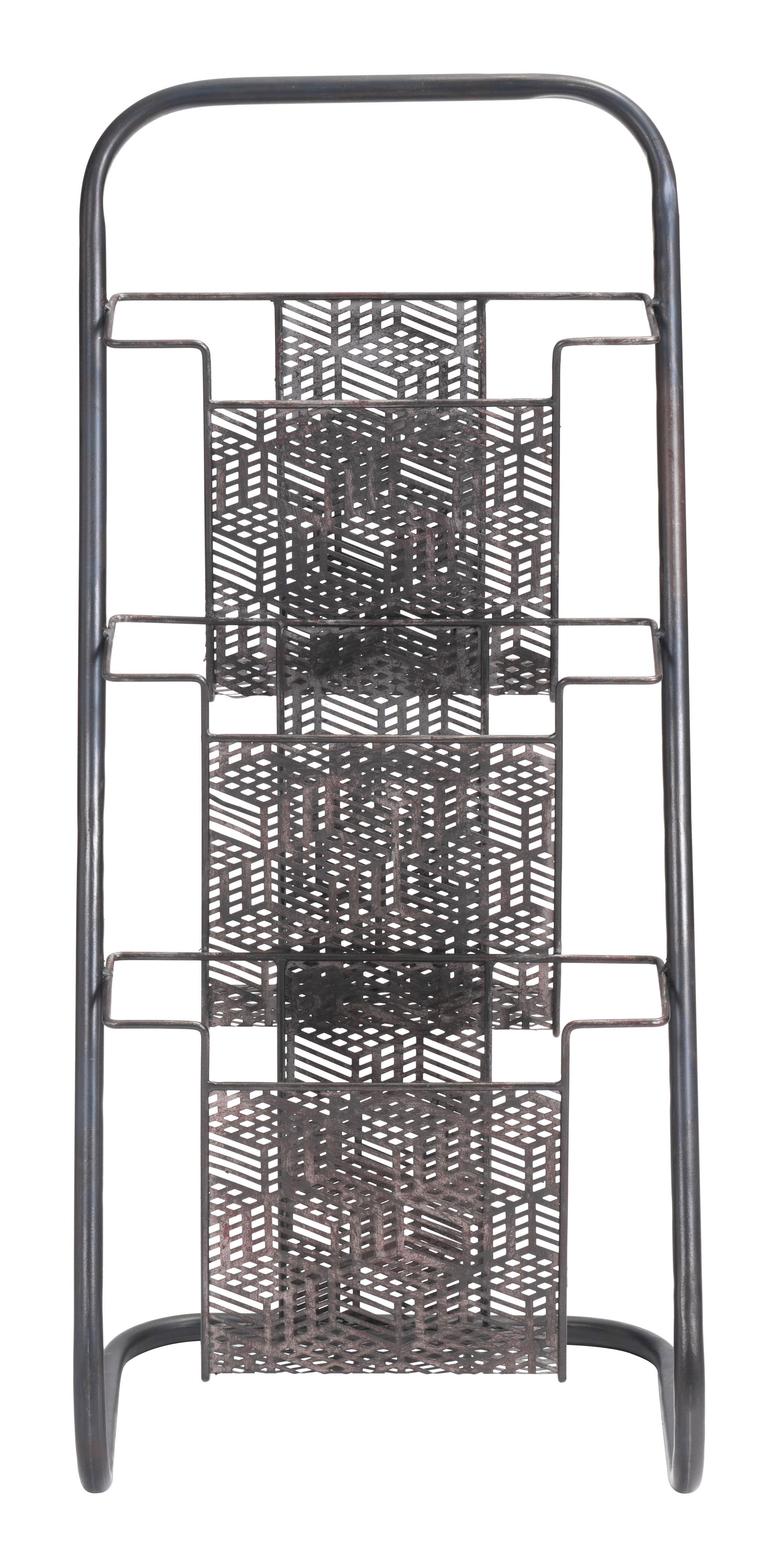 13.6" x 12.2" x 30.7" Black, Steel, Magazine Rack