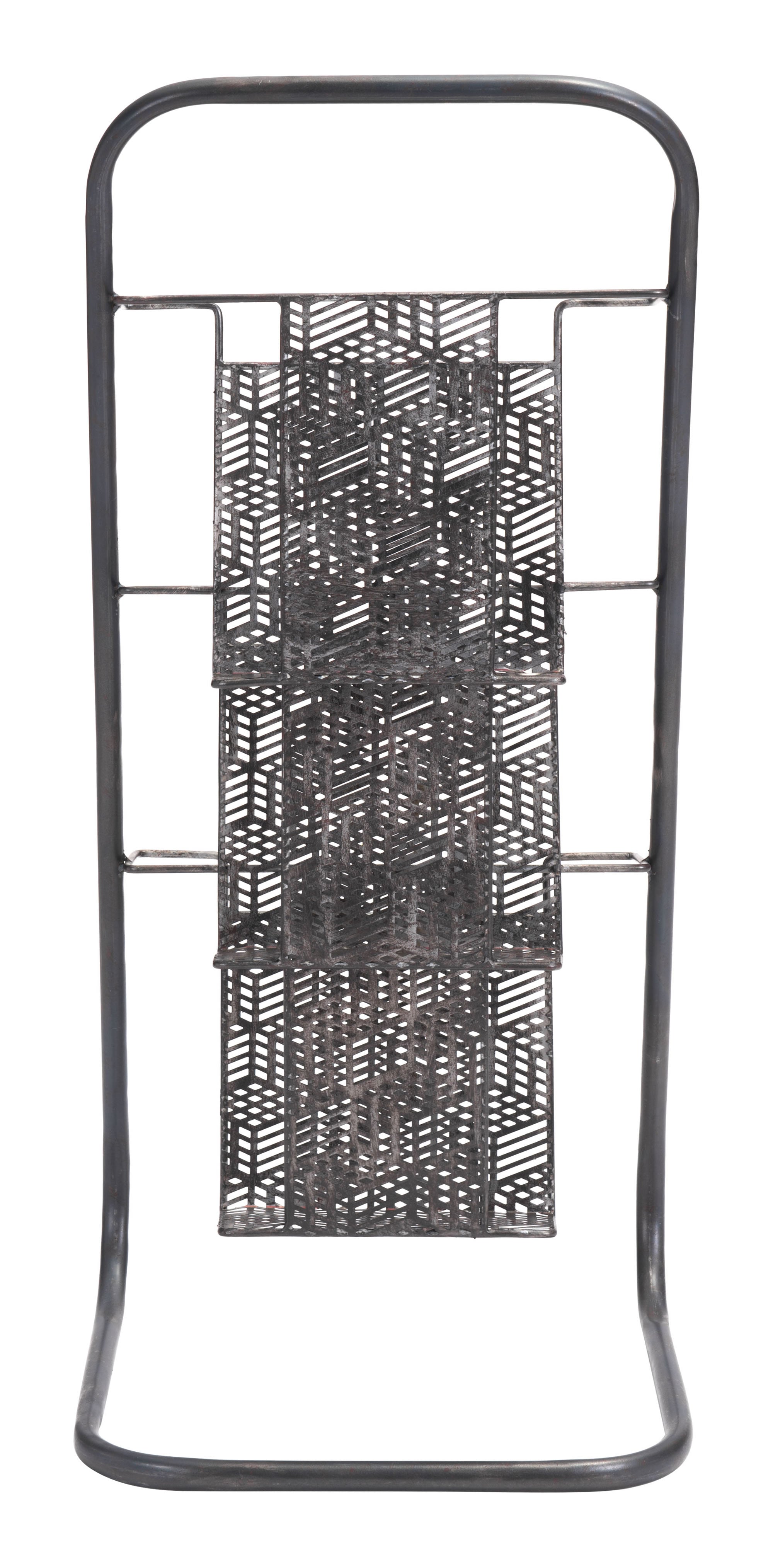 13.6" x 12.2" x 30.7" Black, Steel, Magazine Rack