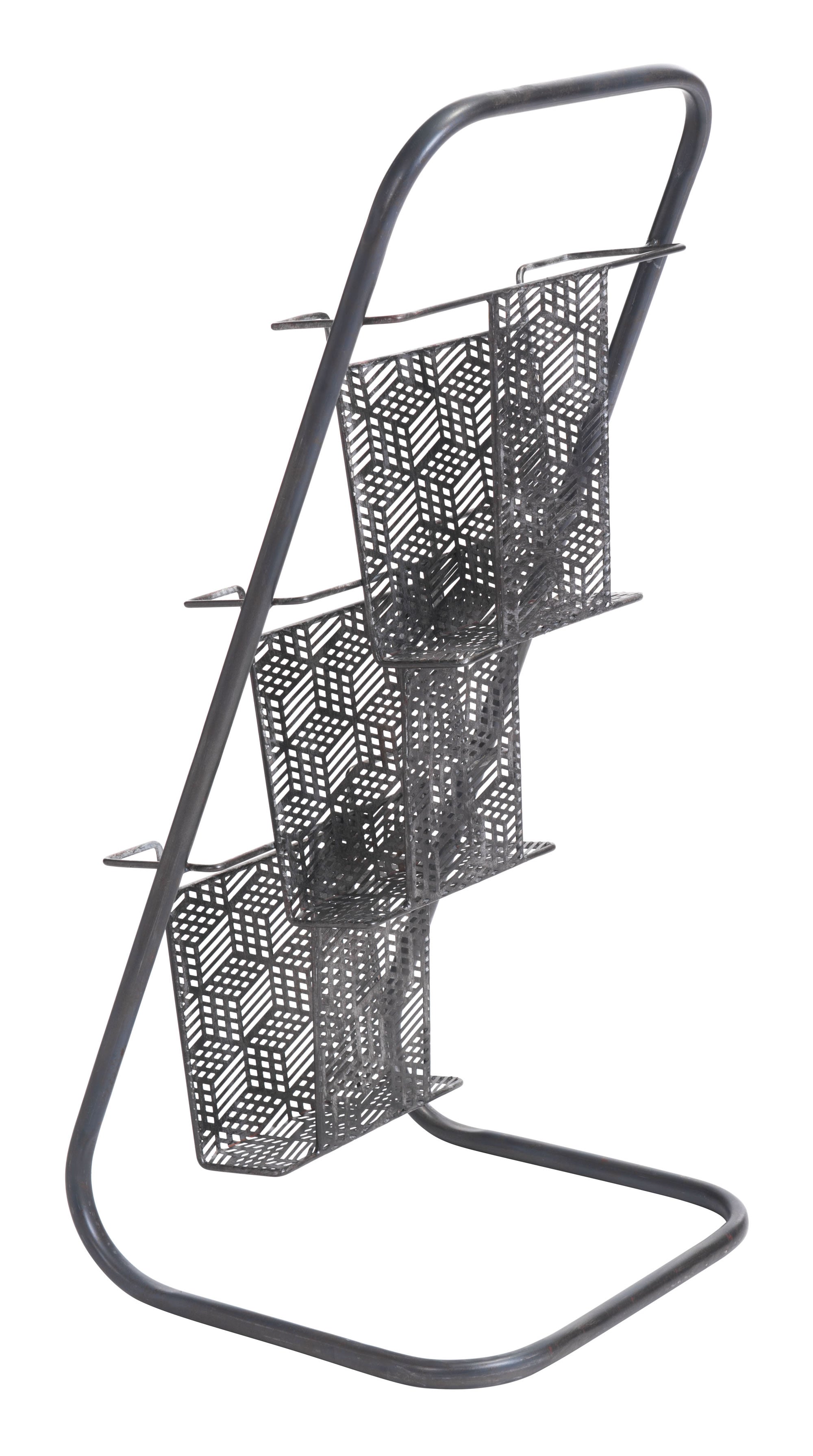 13.6" x 12.2" x 30.7" Black, Steel, Magazine Rack