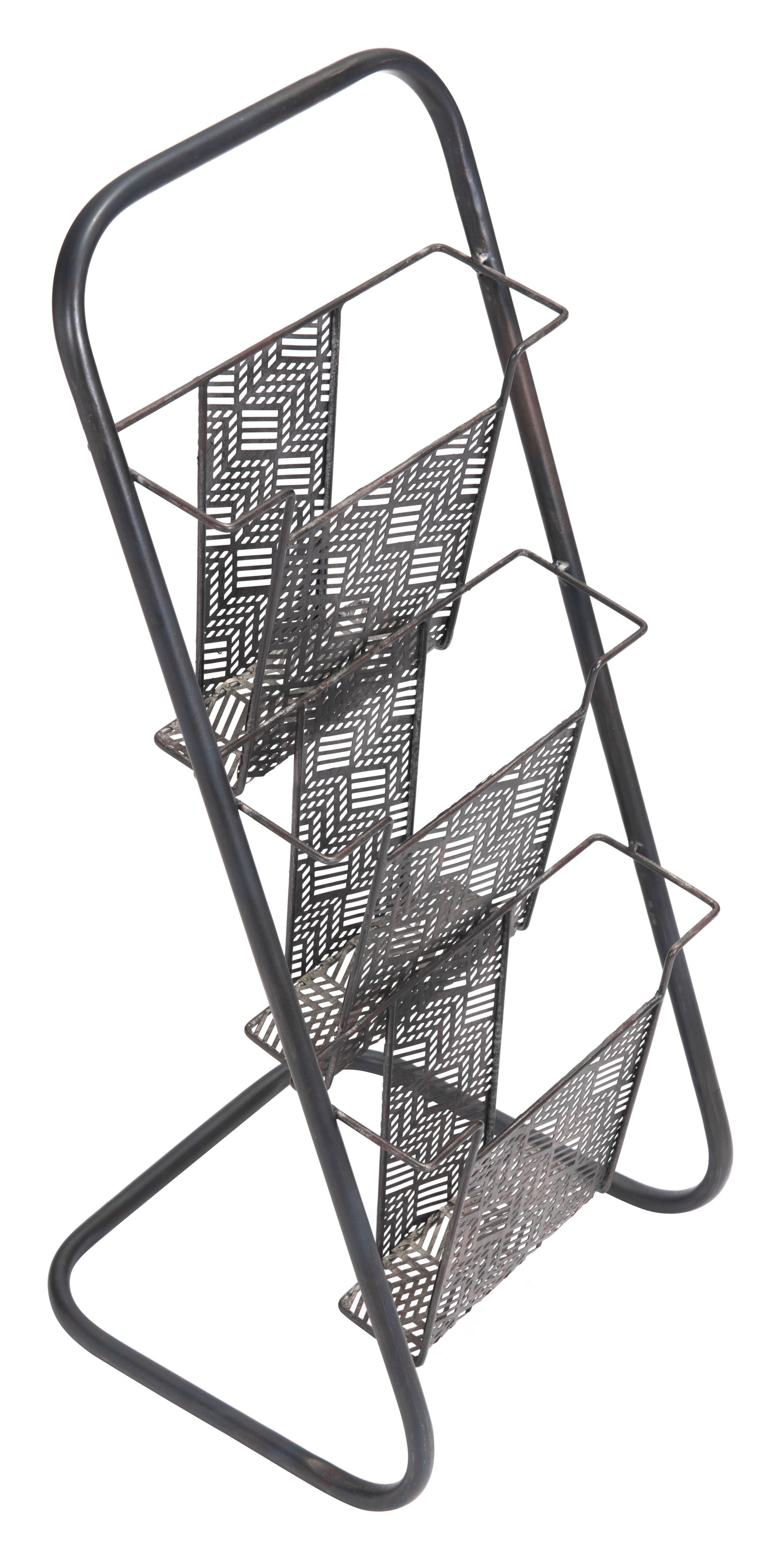 13.6" x 12.2" x 30.7" Black, Steel, Magazine Rack