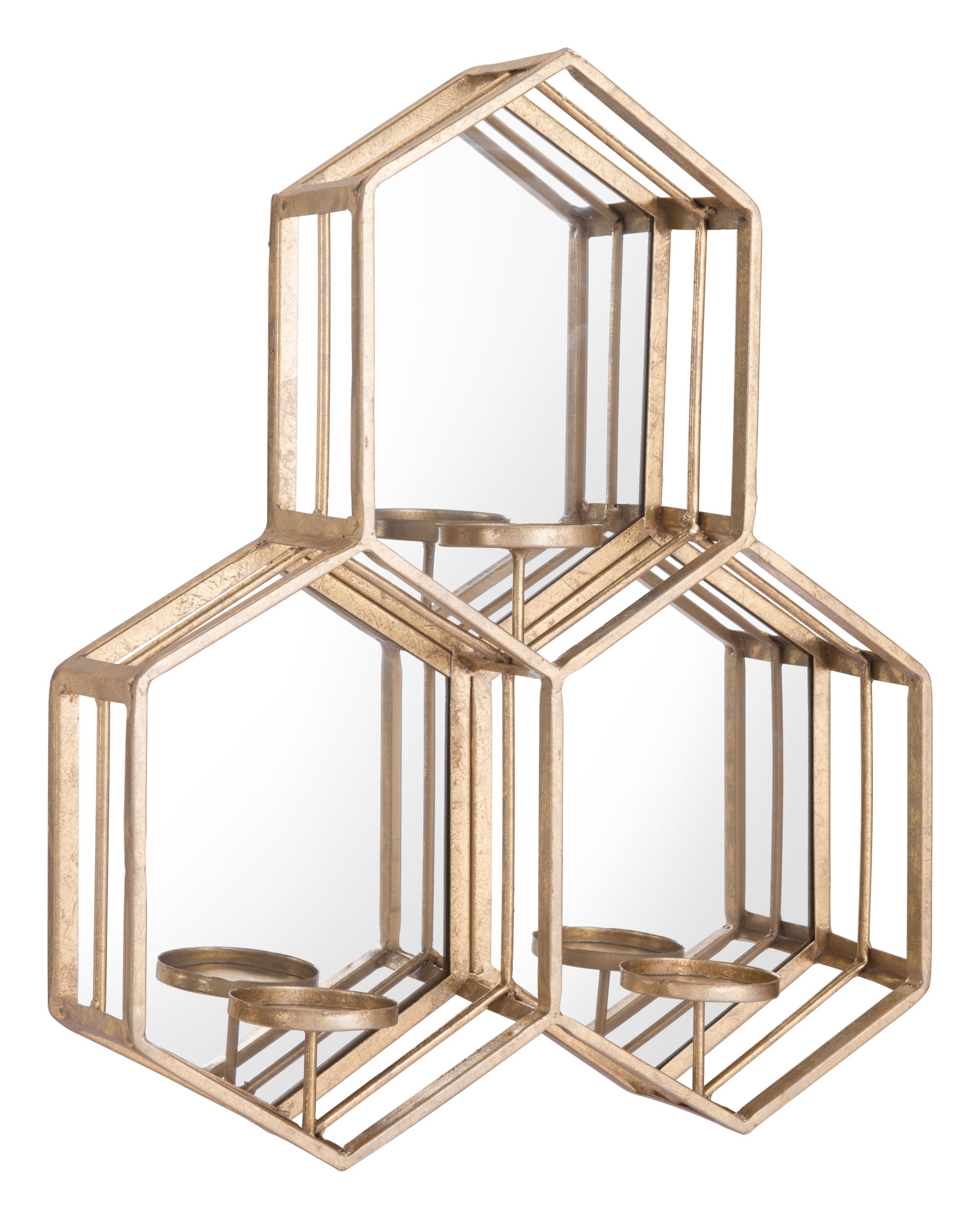 16.9" x 3.9" x 20.9" Gold, Steel, Mirror & MDF, Mirror