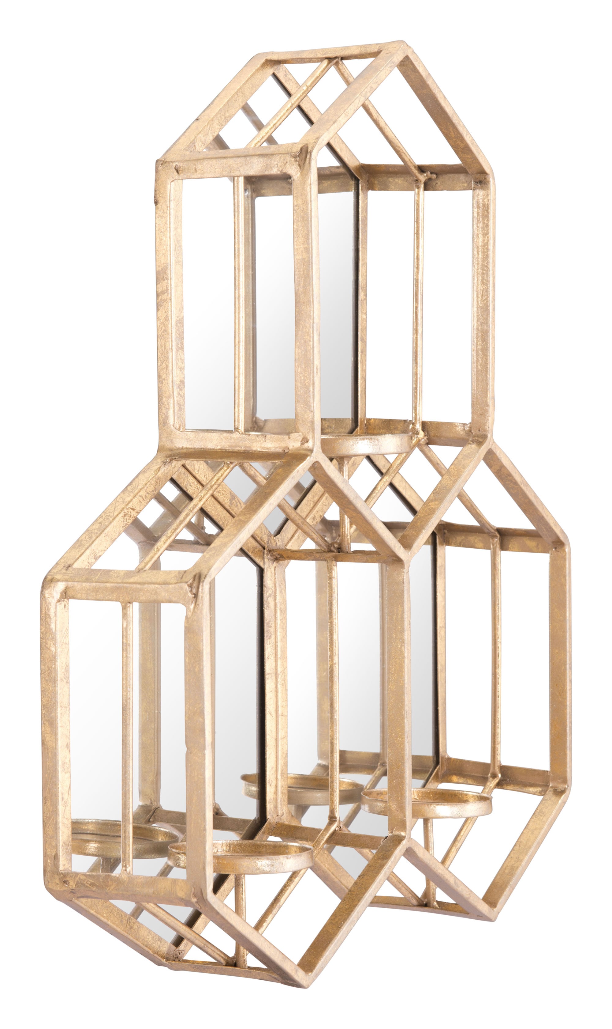 16.9" x 3.9" x 20.9" Gold, Steel, Mirror & MDF, Mirror