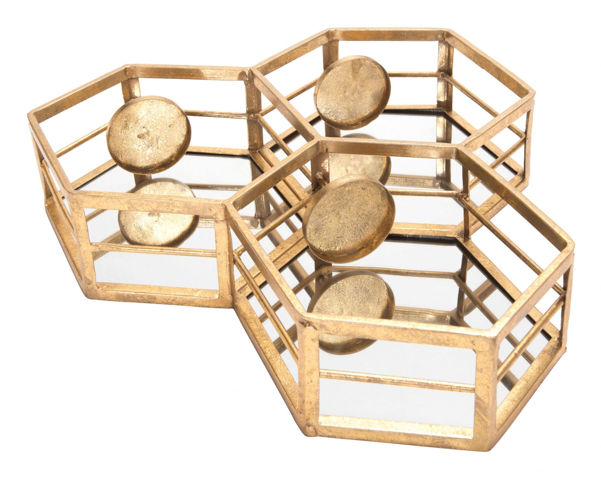 16.9" x 3.9" x 20.9" Gold, Steel, Mirror & MDF, Mirror