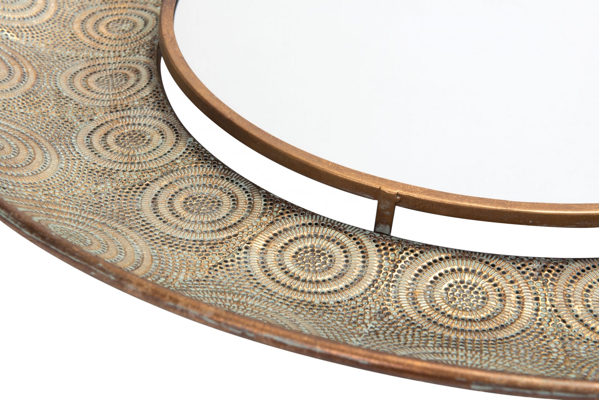 36" x 3.3" x 36" Antique Gold, Steel, Mirror & MDF, Large Round Mirror