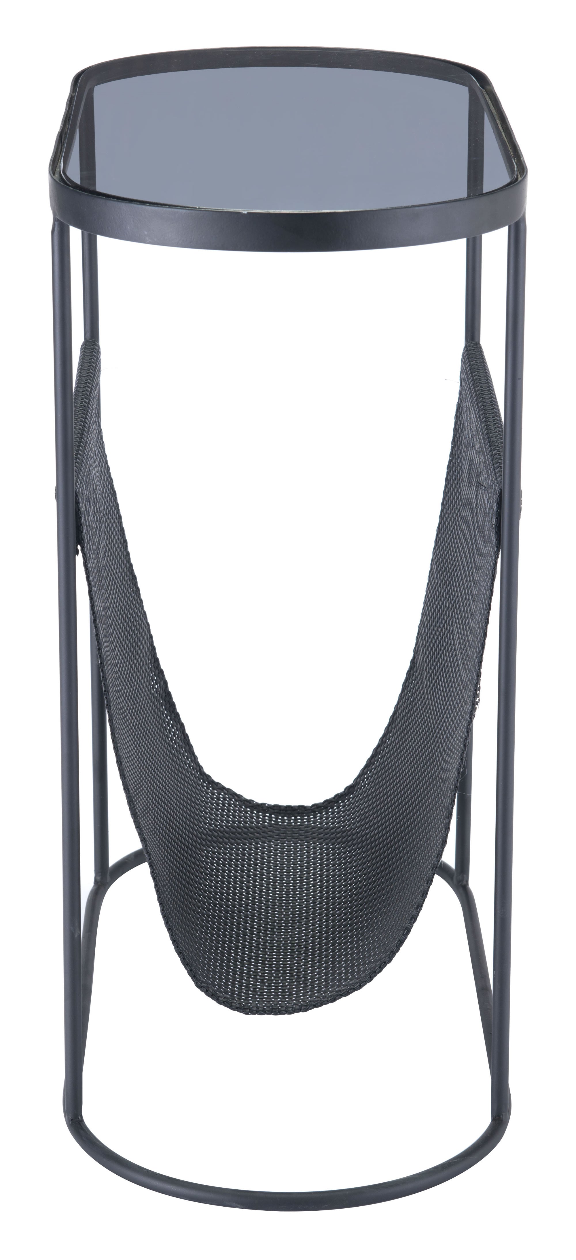 21.3" x 10" x 21.7" Black, Steel, Glass & Plastic, Side Table